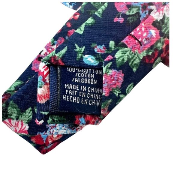 Original Penguin Mens Blue Pink Floral Slim Tie Workwear New - Picture 4 of 7